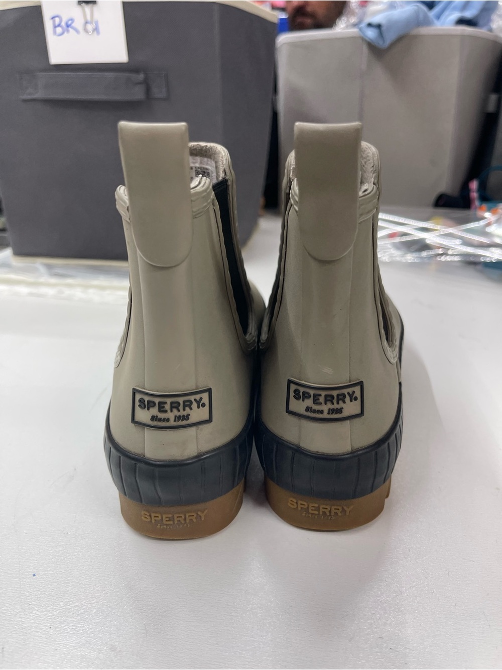 Sperry Women's Torrent Chelsea Rain Boots in a taupe color - Picture 4 of 6